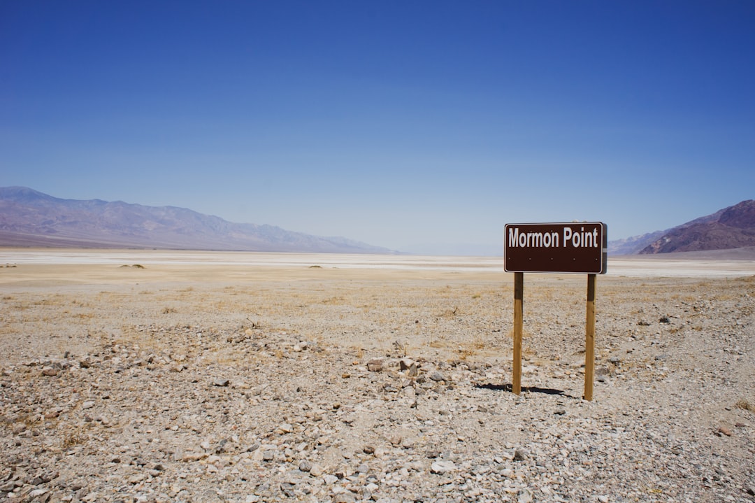 Mormon Point signage, Landscape from Mormon Point - Death Valley