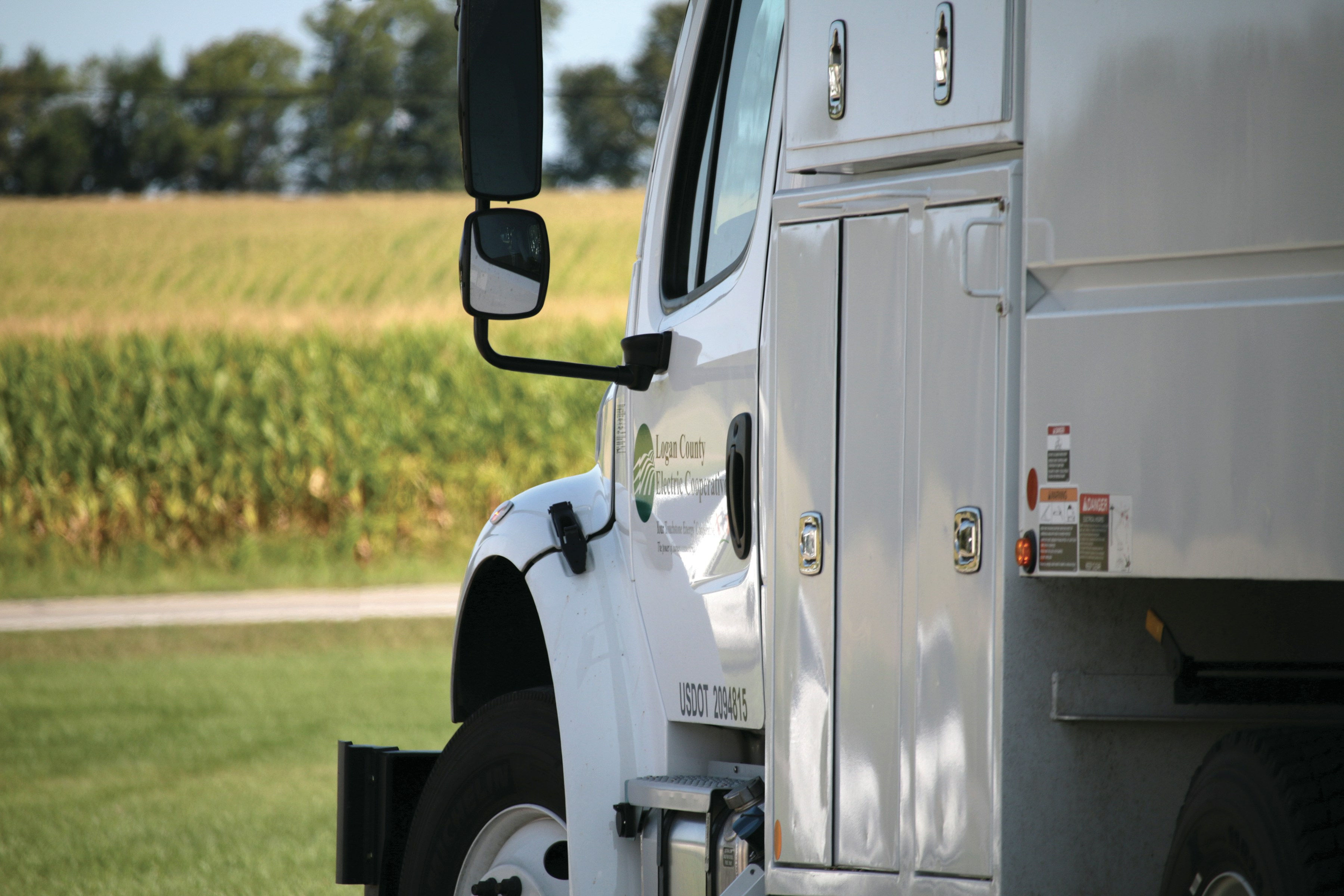 parked white truck near green grass during daytime