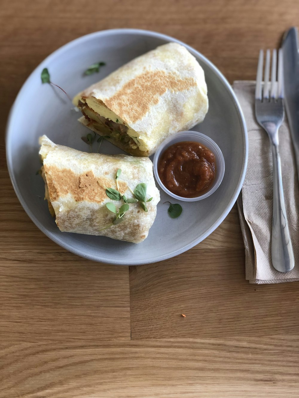 cooked food on grey saucer