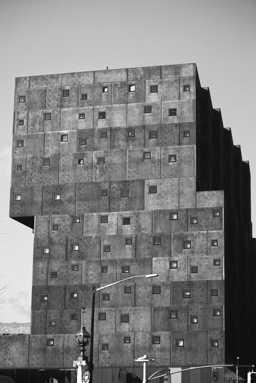 grayscale photography of building