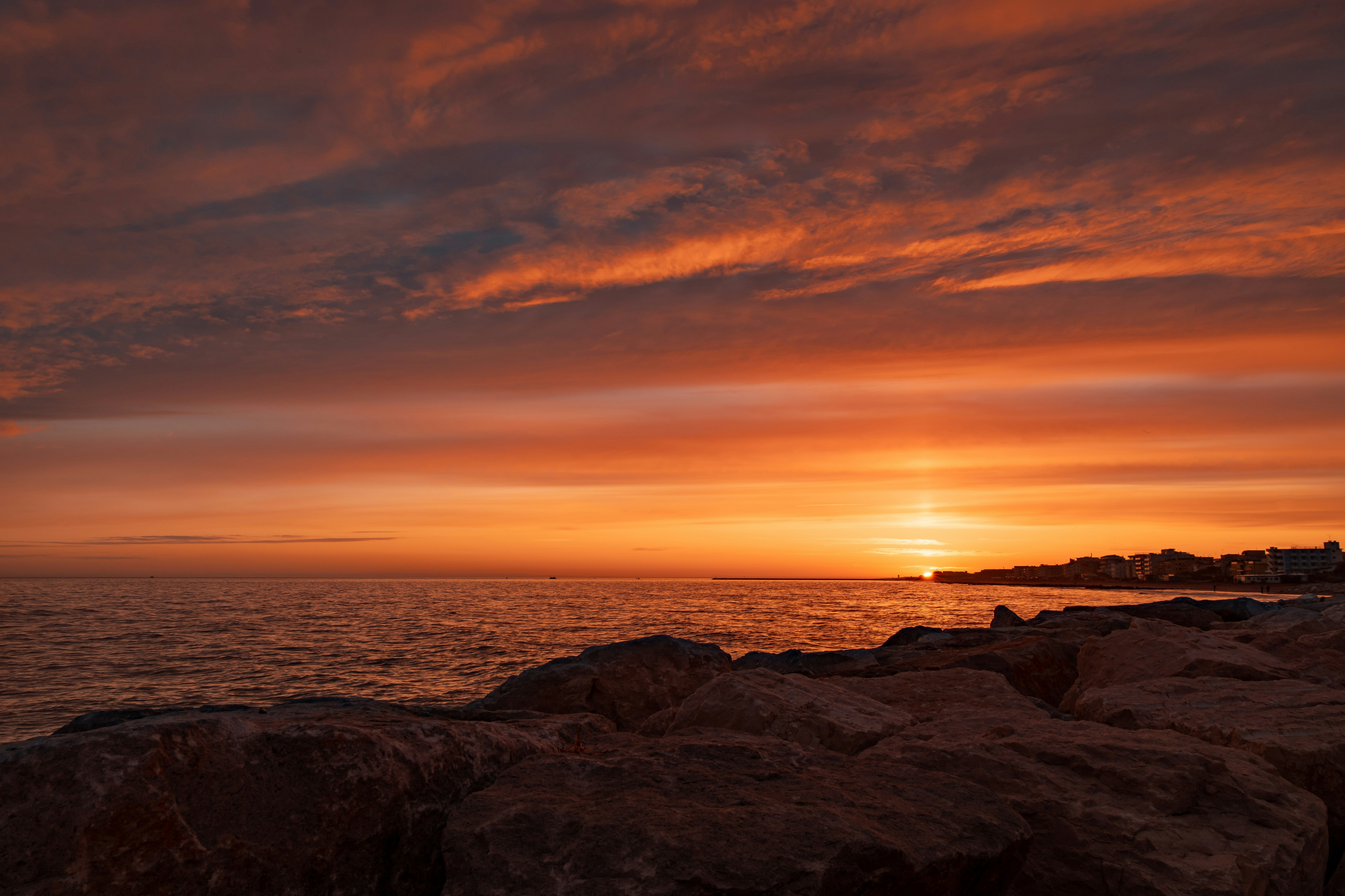 calm sea during golden hour, Sunset