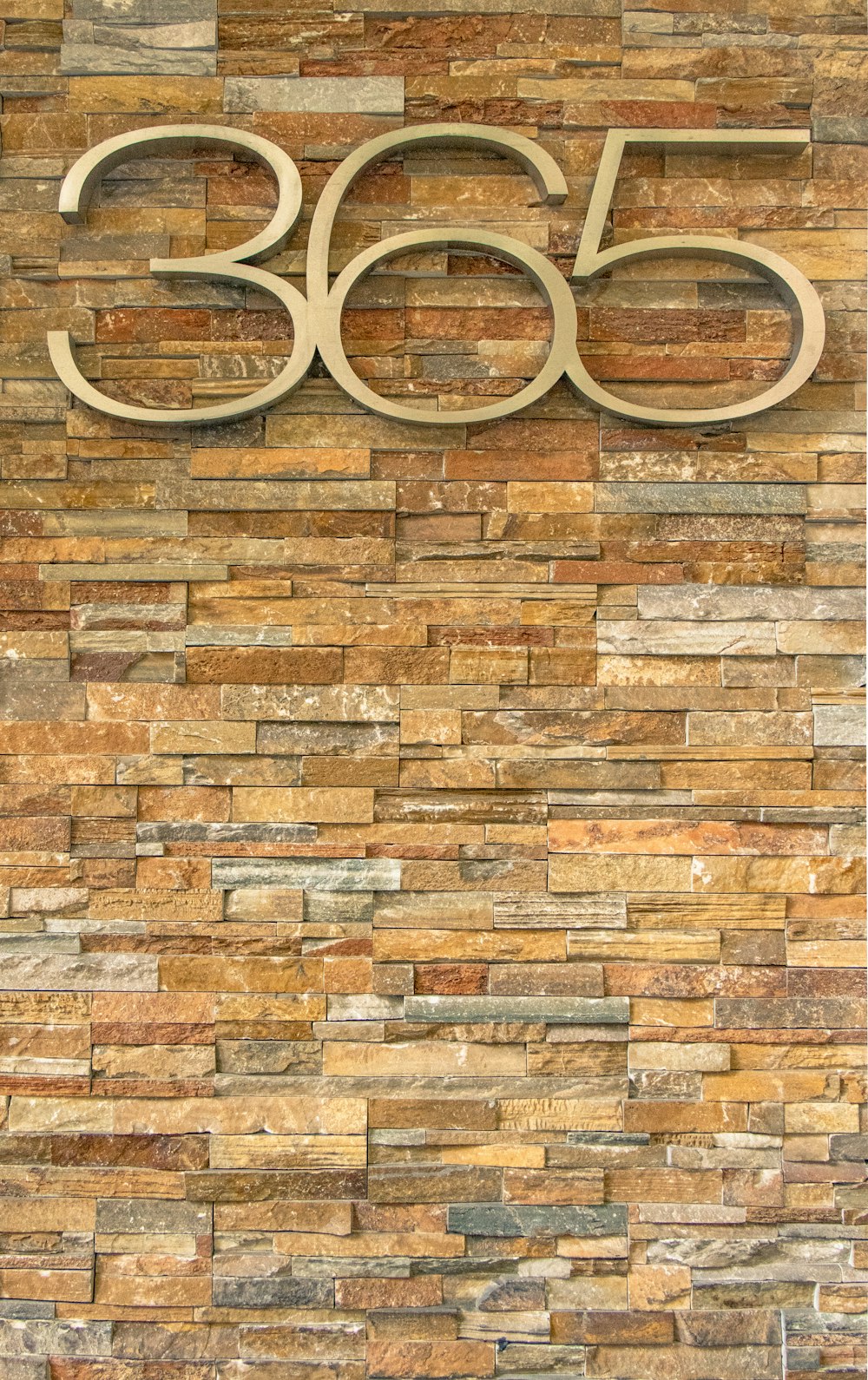 365 cutout number on brick wall