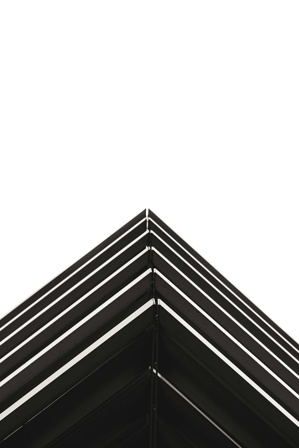 a black and white photo of a building's roof
