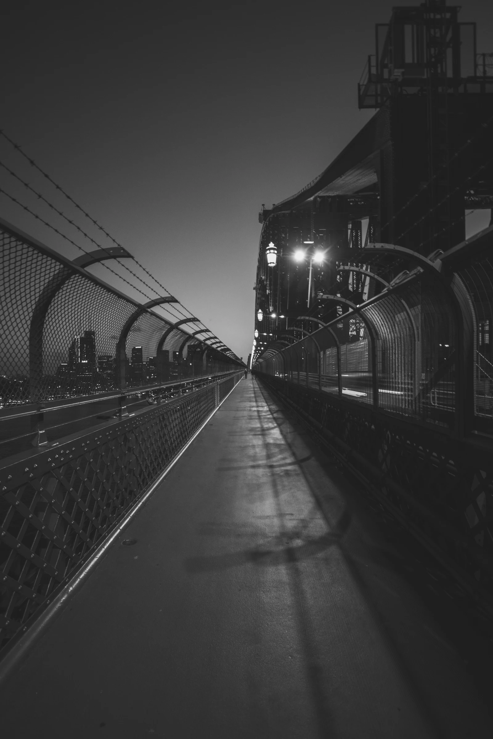 Black and white photo of a quiet Sydney laneway
