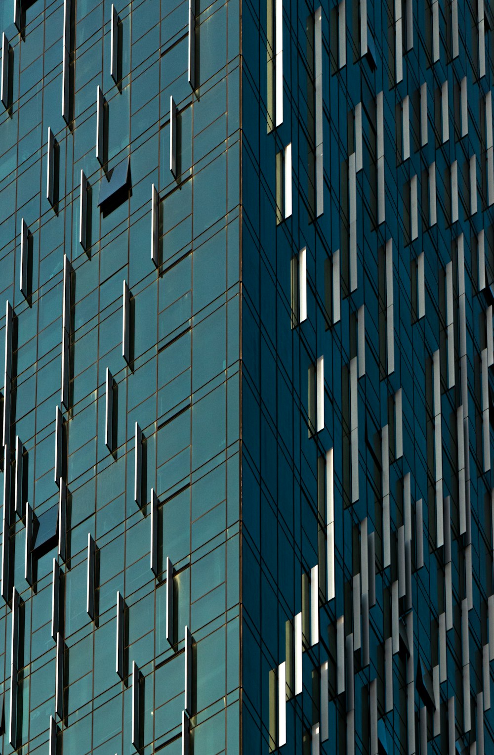 푸른 건물의 얕은 초점 사진