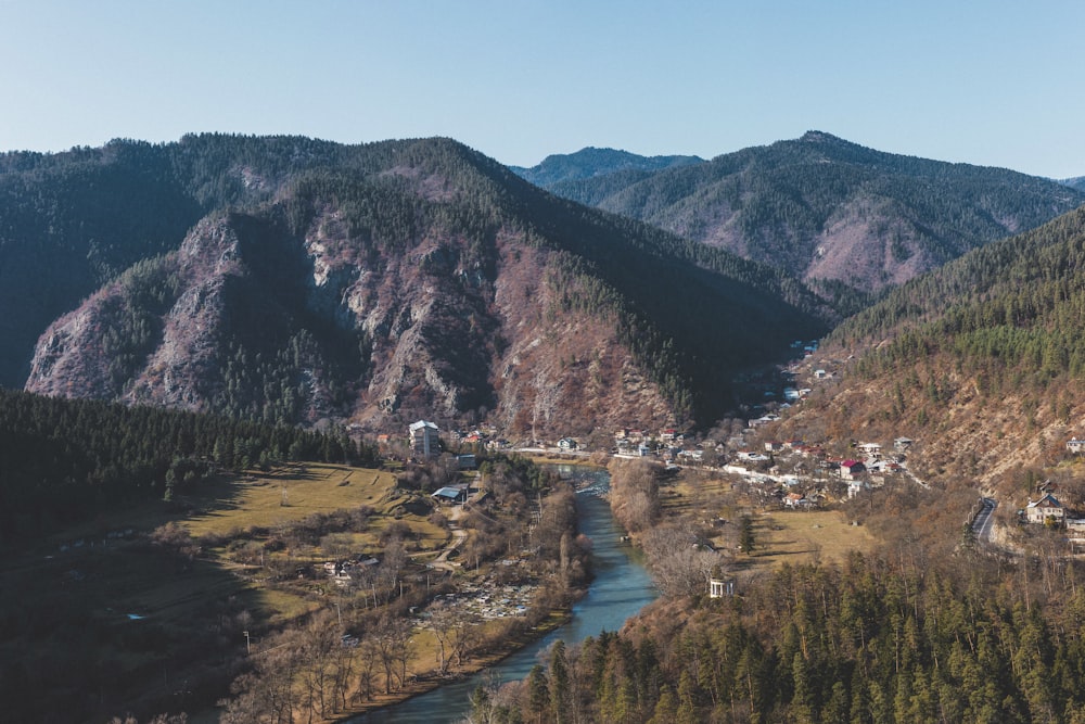 river overlooking mountain ridge