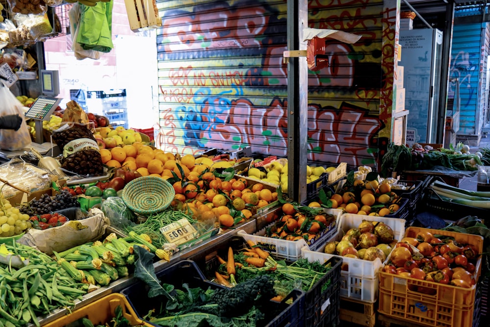 basket of vegetables on stand