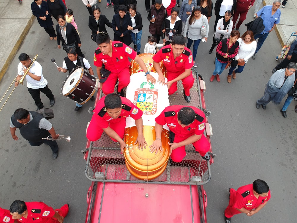 gold coffin on truck