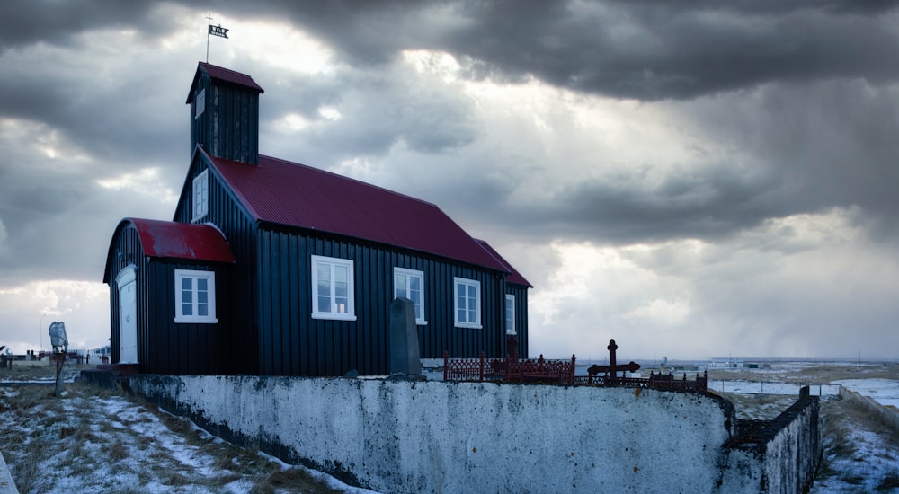 red and black house