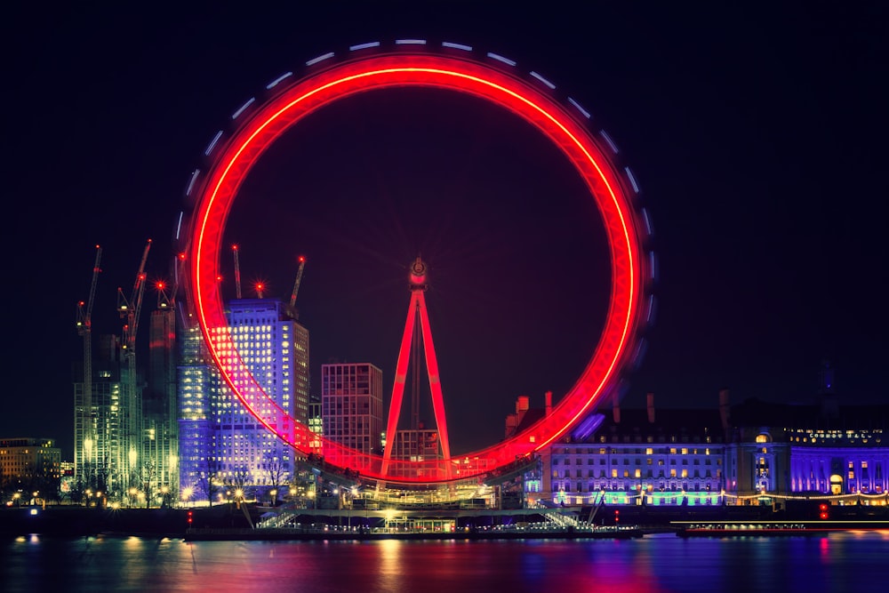 timelapse photography of ferris wheel during nighttime