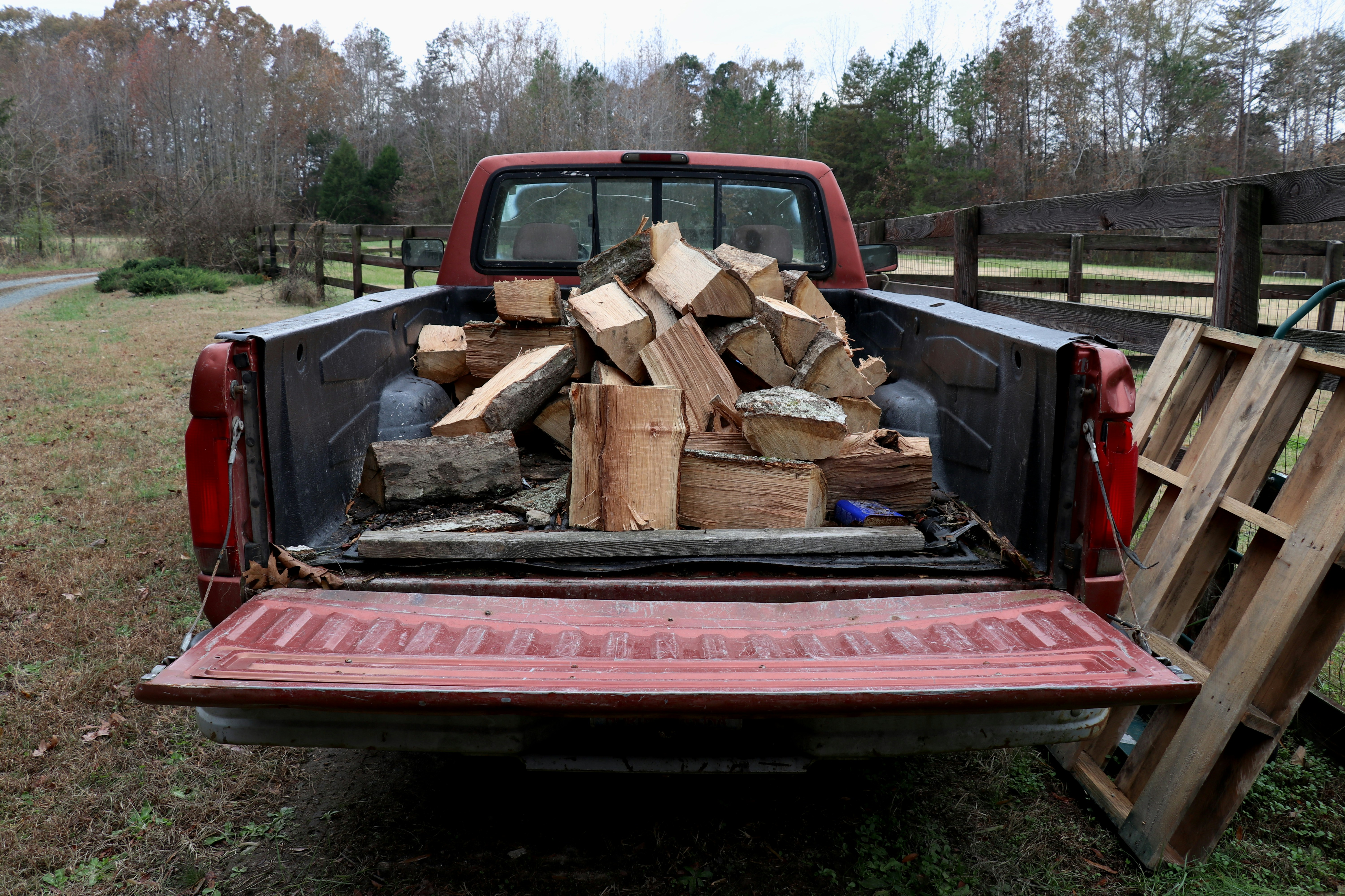 hvor mange meter barkflis vil passe i en Pick-up Truck?