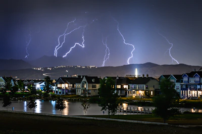 lightning striking land