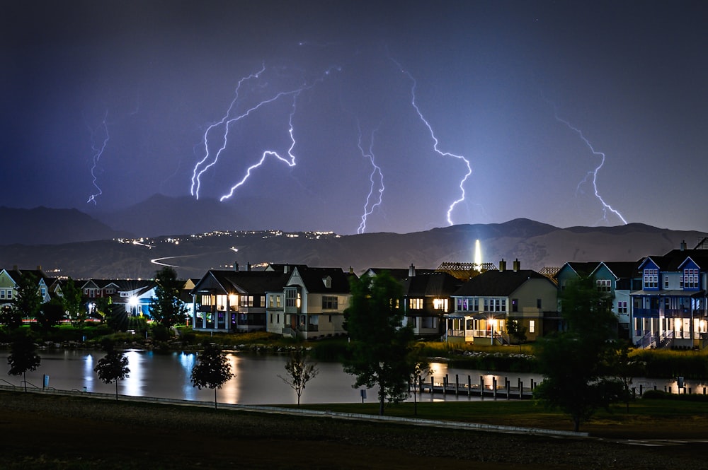 lightning striking land