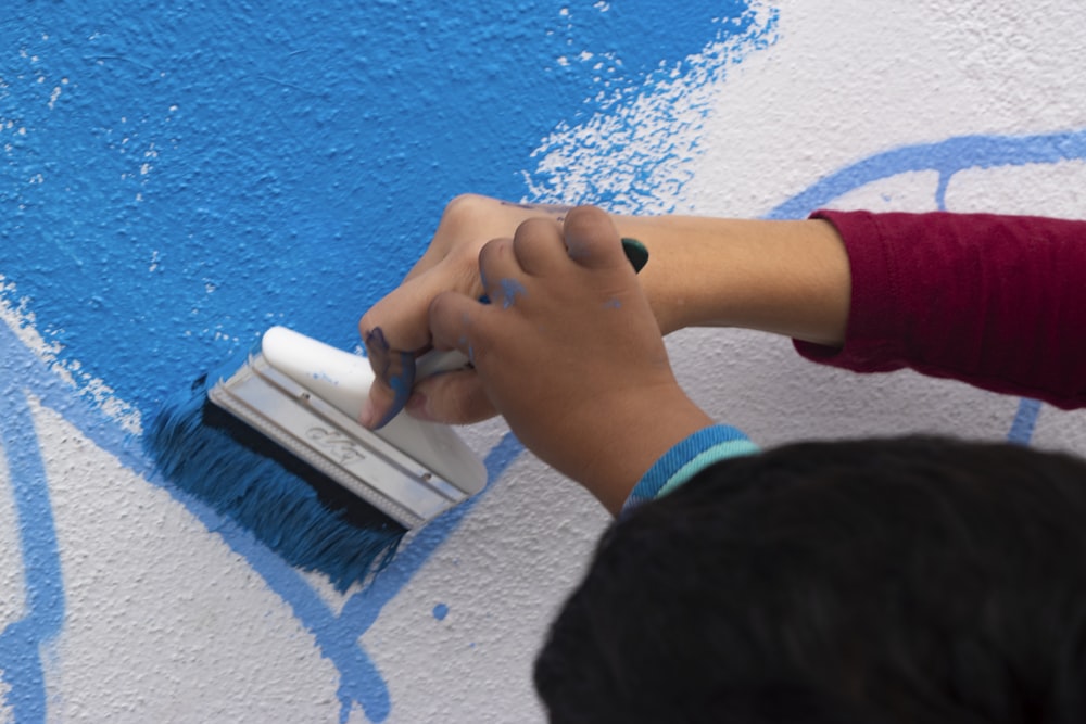 blue paint on wall