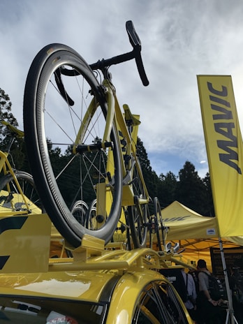 A vibrant photo of the mobile podcast bike setup in action at a local outdoor event.