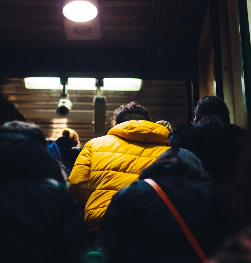 people walking on stairs