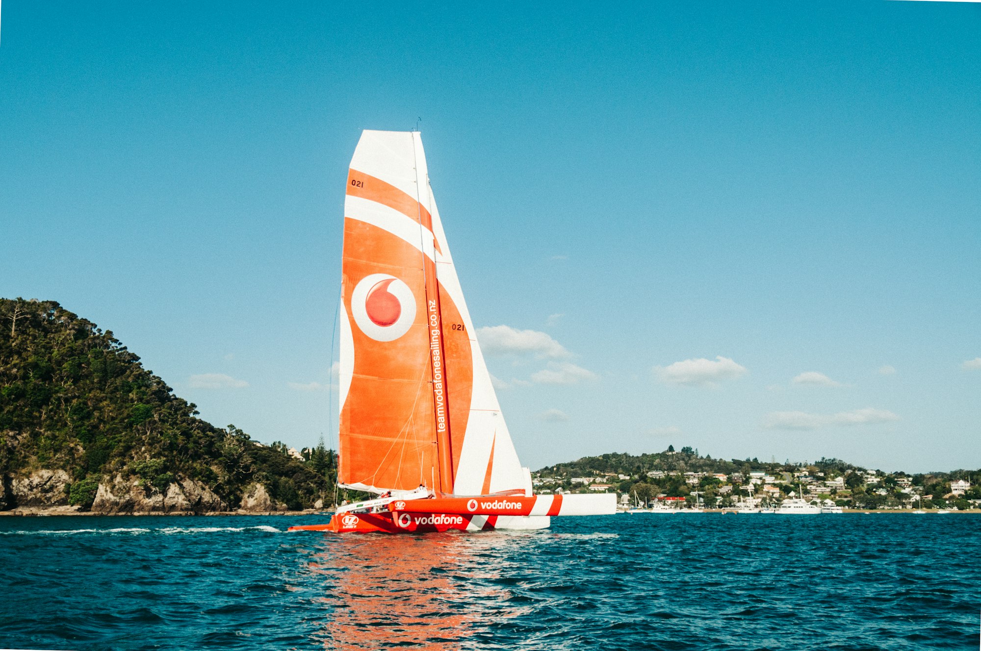 Trimaran in harbour near Russell