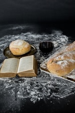 bread beside book page