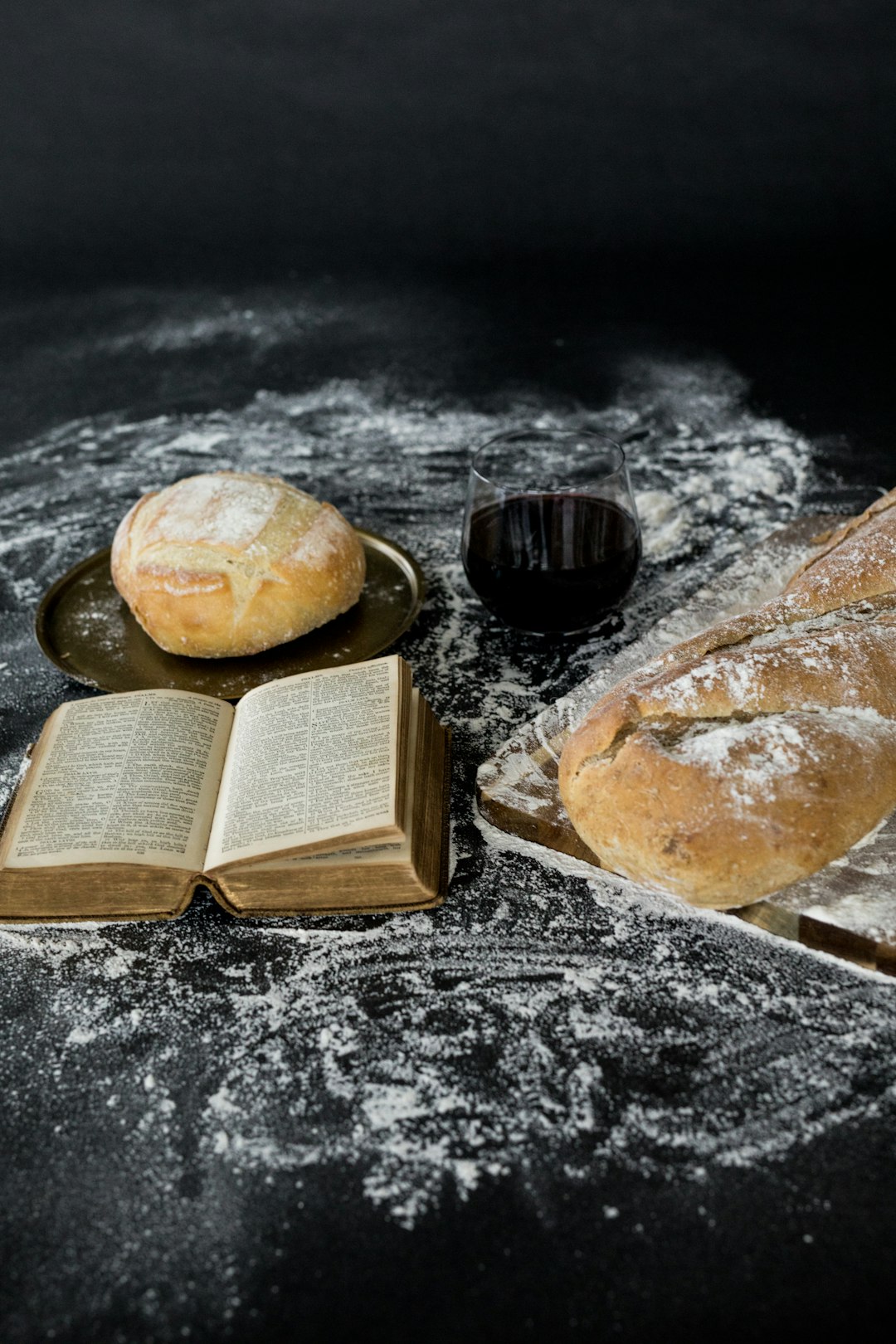 bread beside book page
