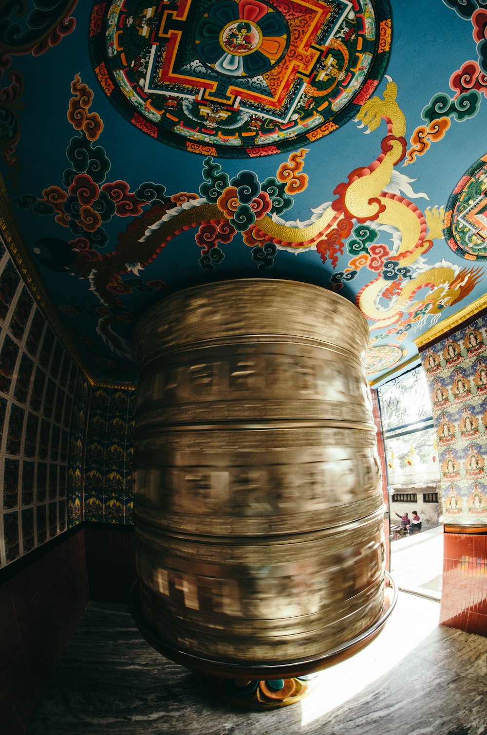 a large metal object in the middle of a room