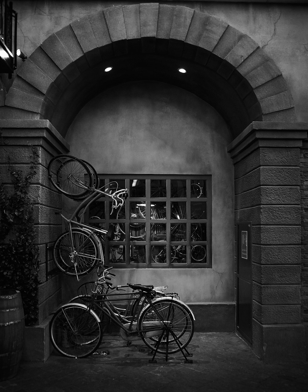 parked bikes on rack