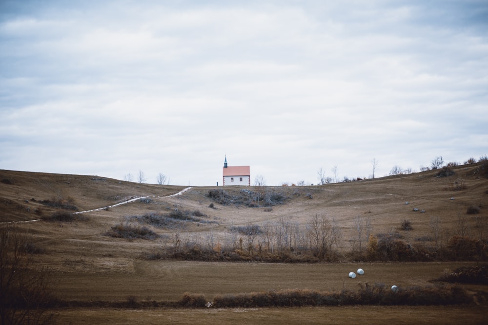 Casa blanca y marrón en colina