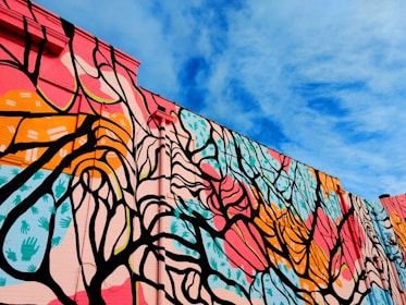 pink and multicolored wall paint