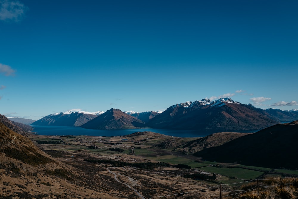 mountains near lake