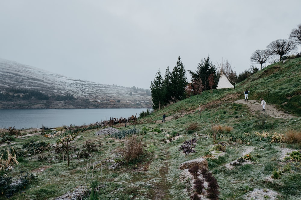 lake near hills