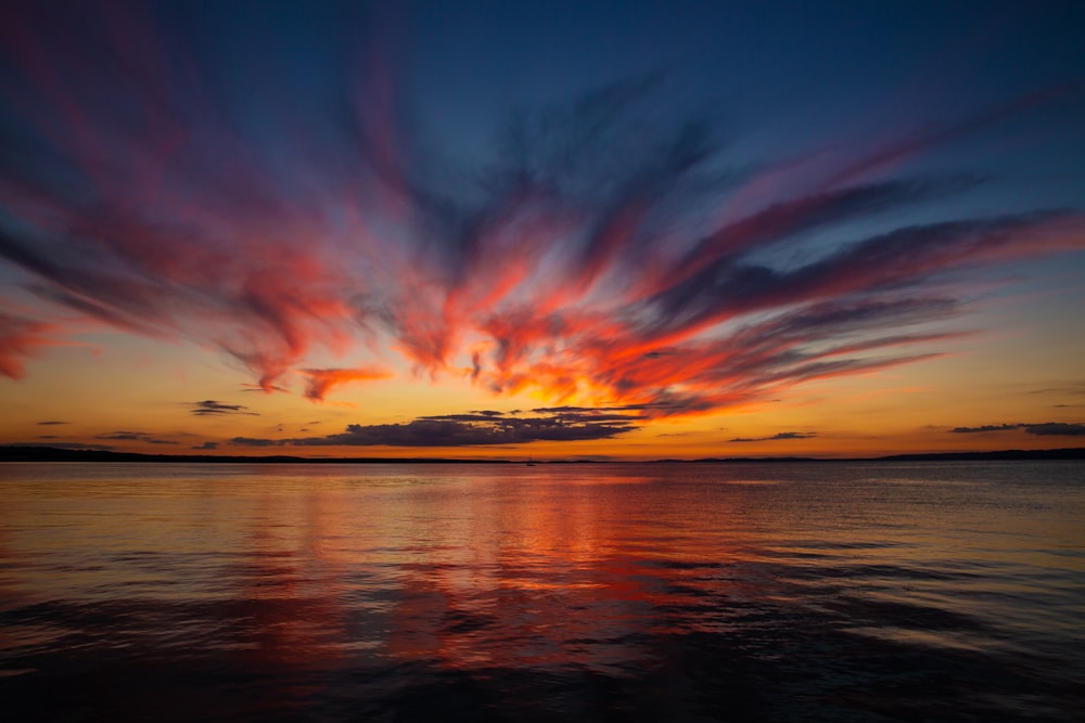 body of water during golden hour