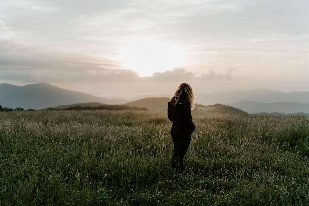 woman standing on field