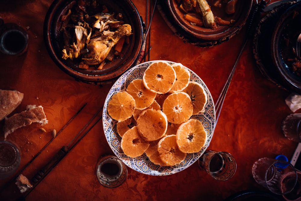 plate of sliced citrus fruits