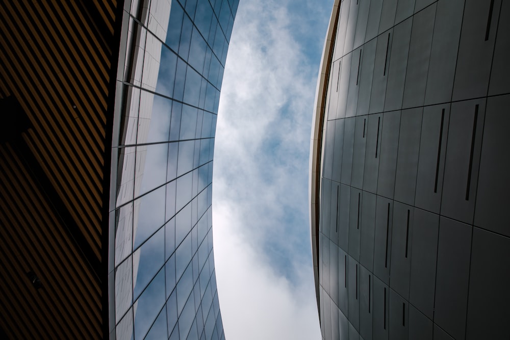 low angle photography of buildings