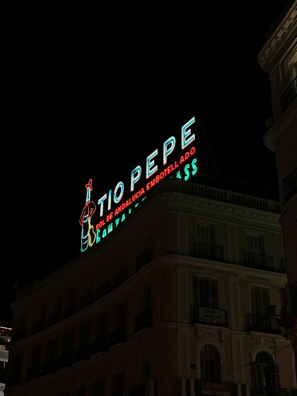Tio Pepe signage at night