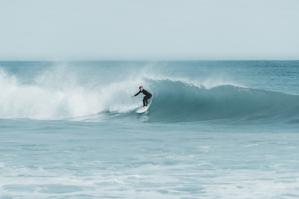 person surfing on big waves