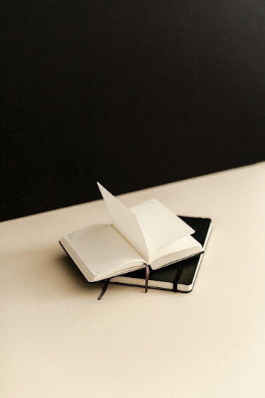 two books on white surface
