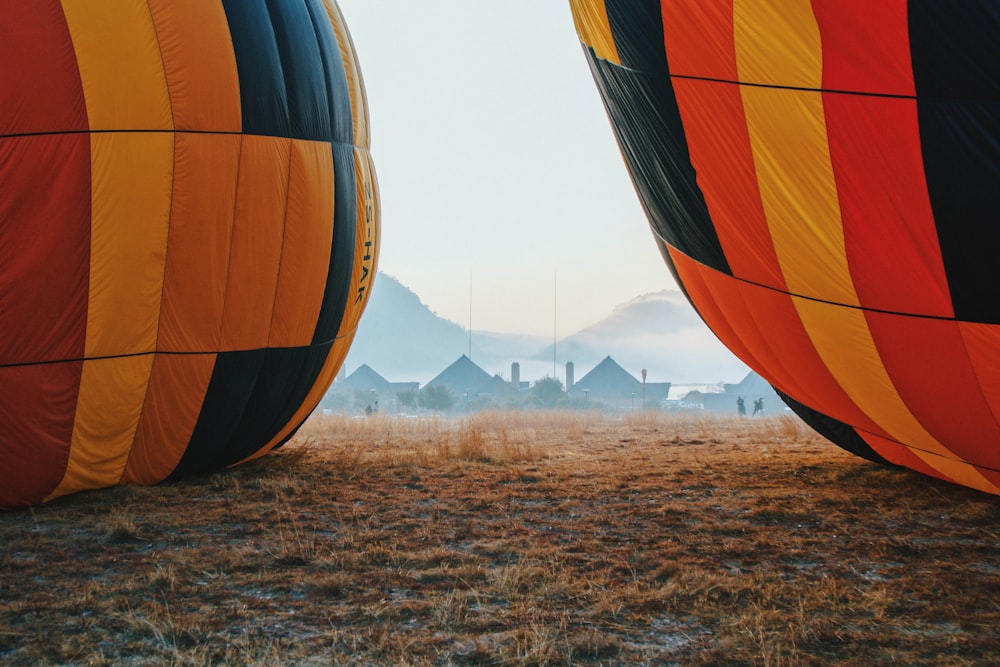 hot air balloon on grass field