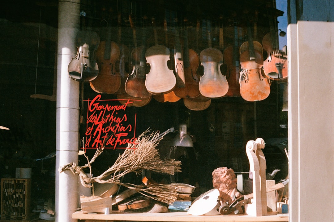 displayed hanged violins
