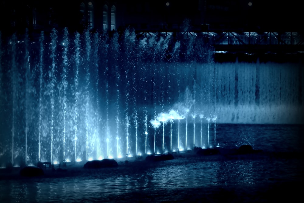 water fountain during night time
