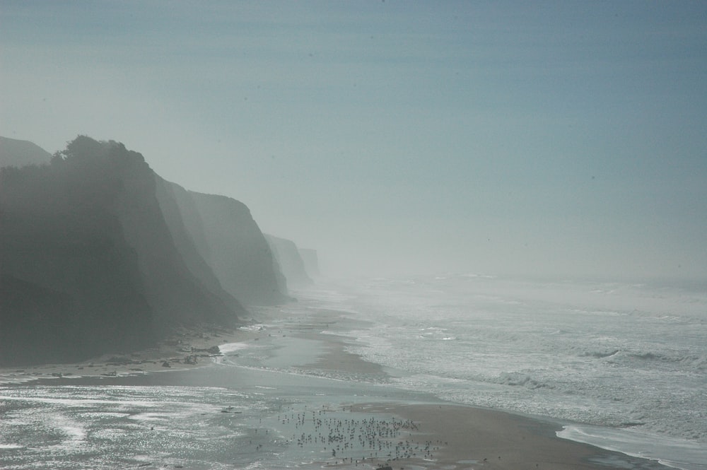 waves crashing on shore