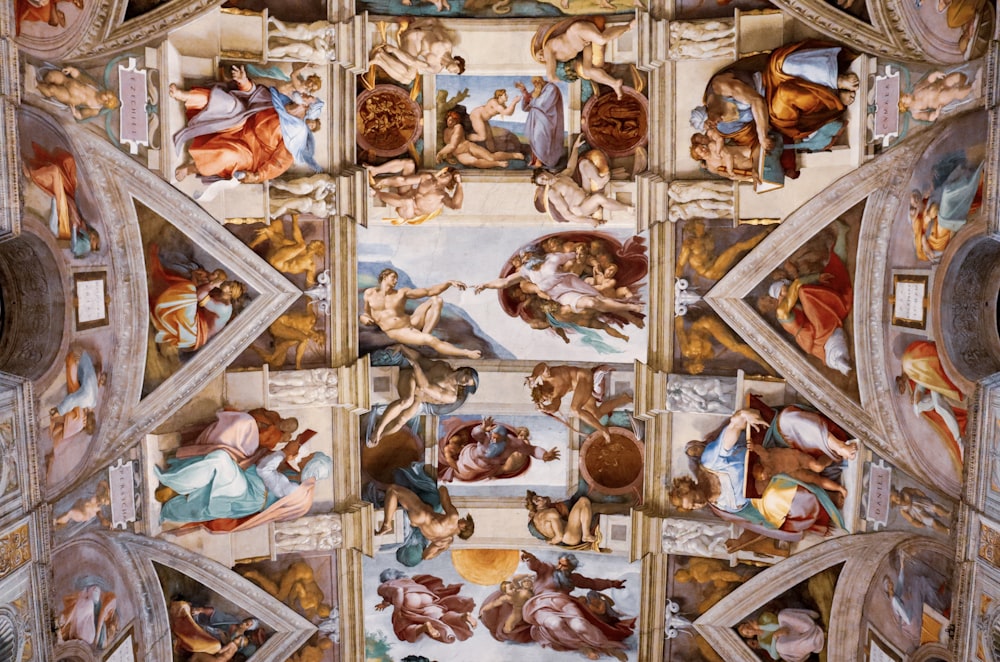 church ceiling with religious painting