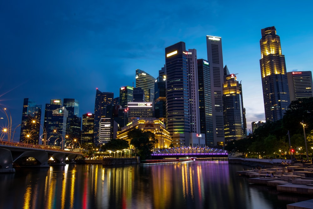 lighted buildings at nighttime