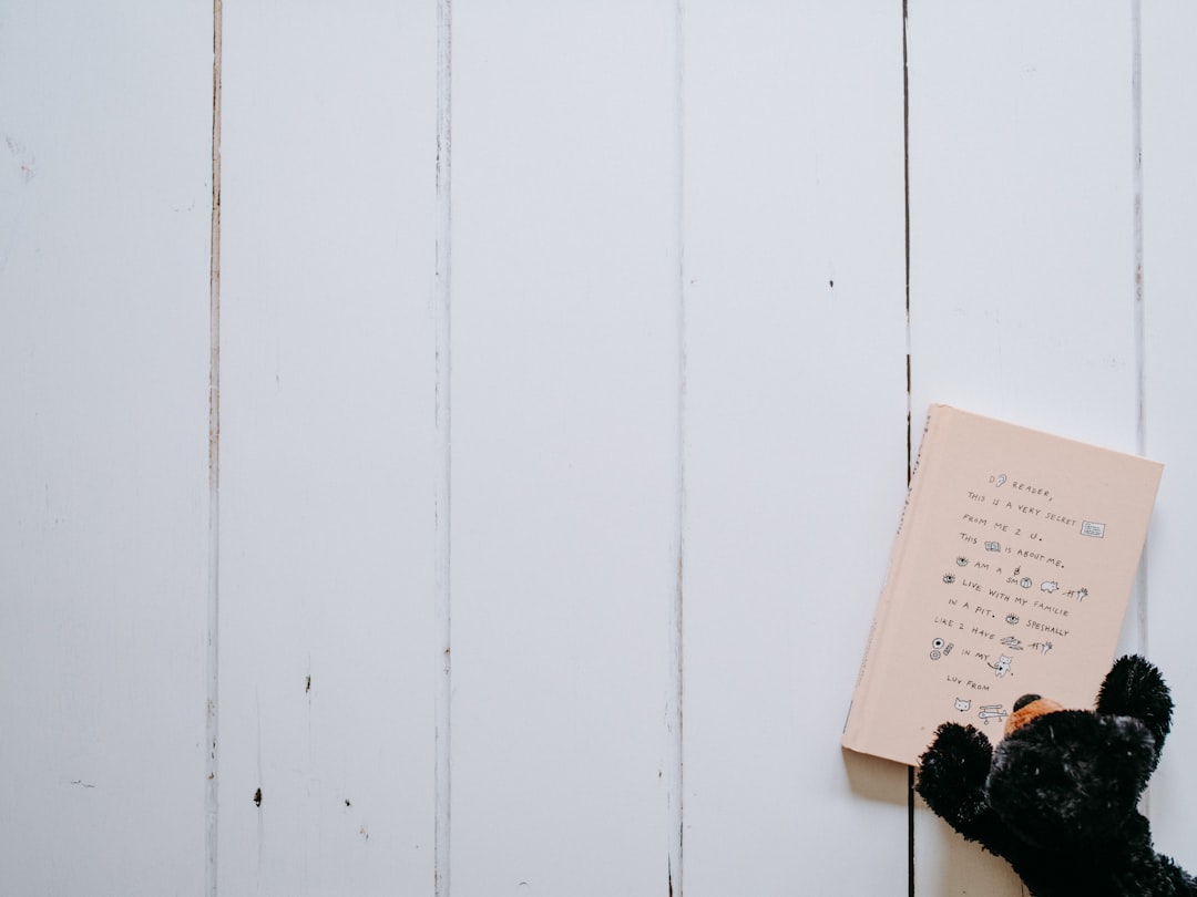 black plush toy on book