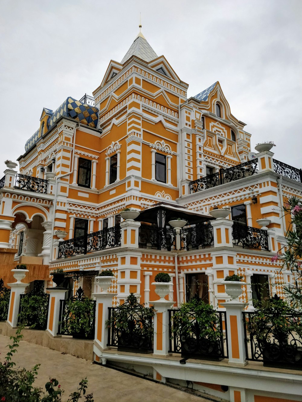 orange and white concrete house