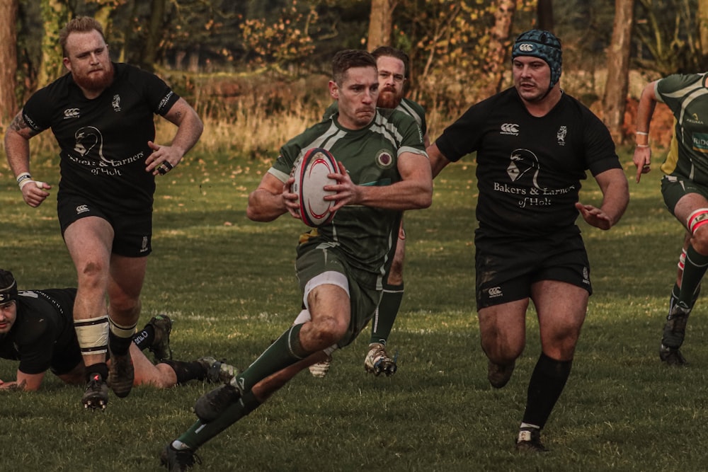 men playing rugby football game