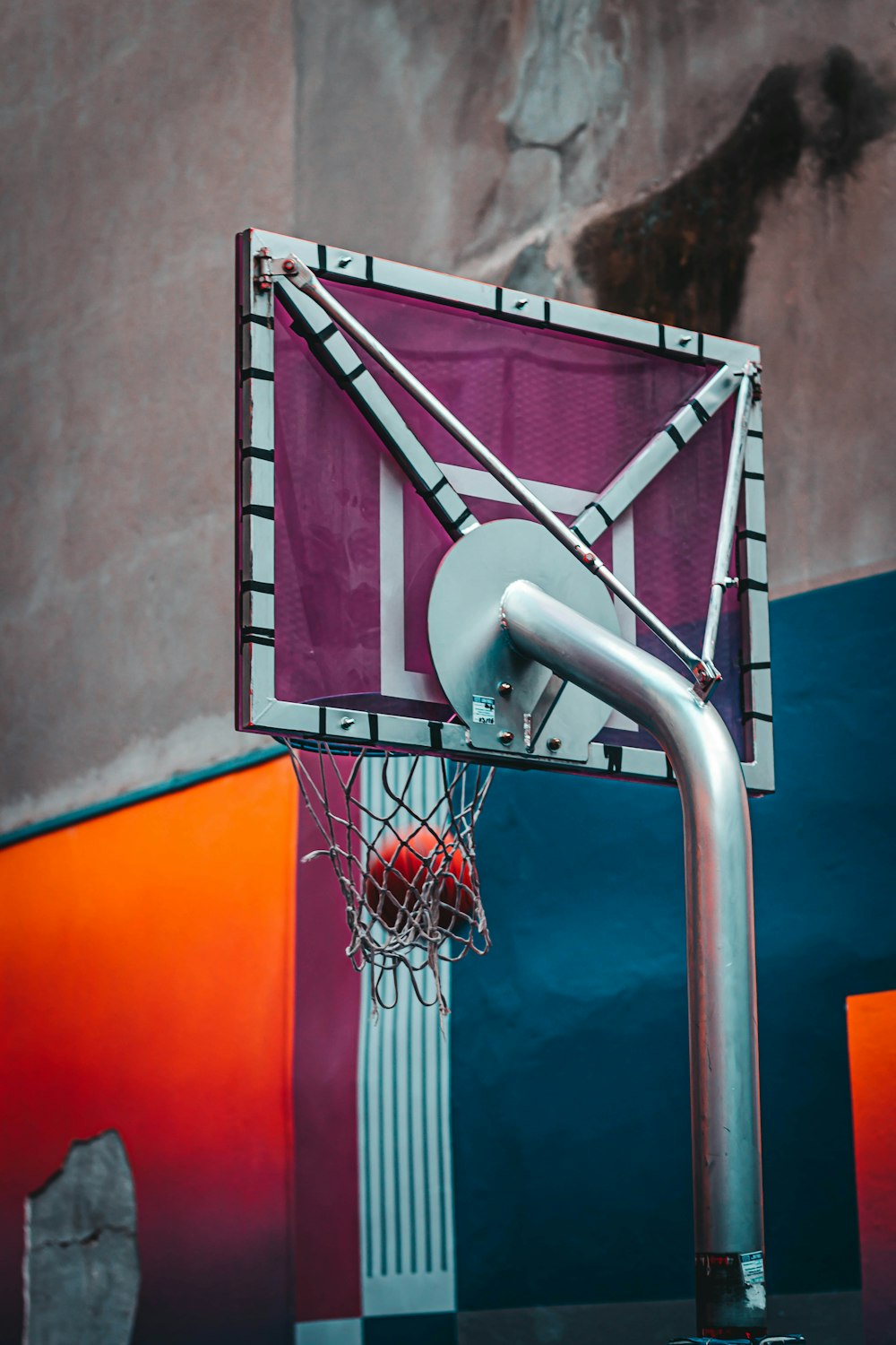 purple and gray basketball system