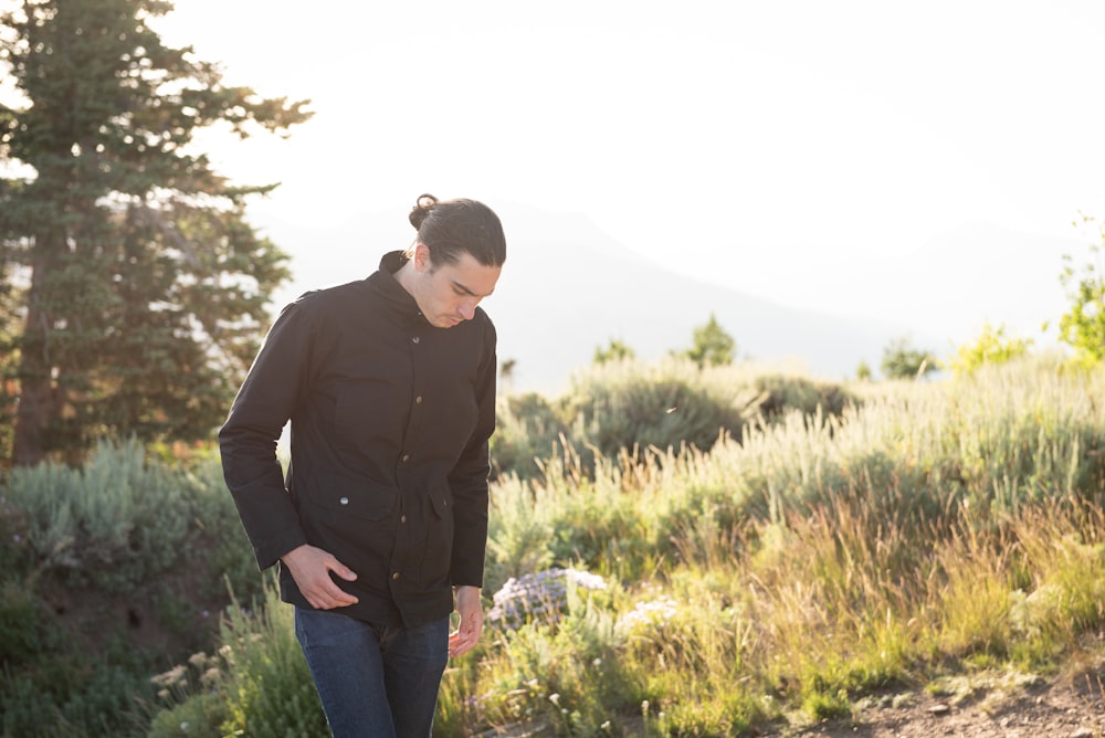 man in black dress shirt