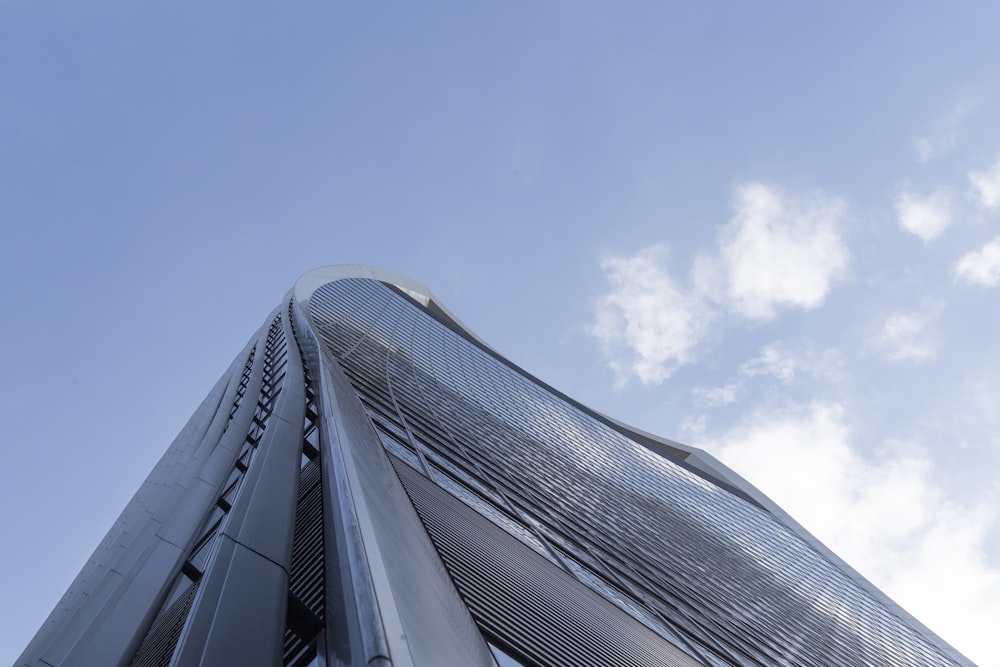 low-angle photography of gray building