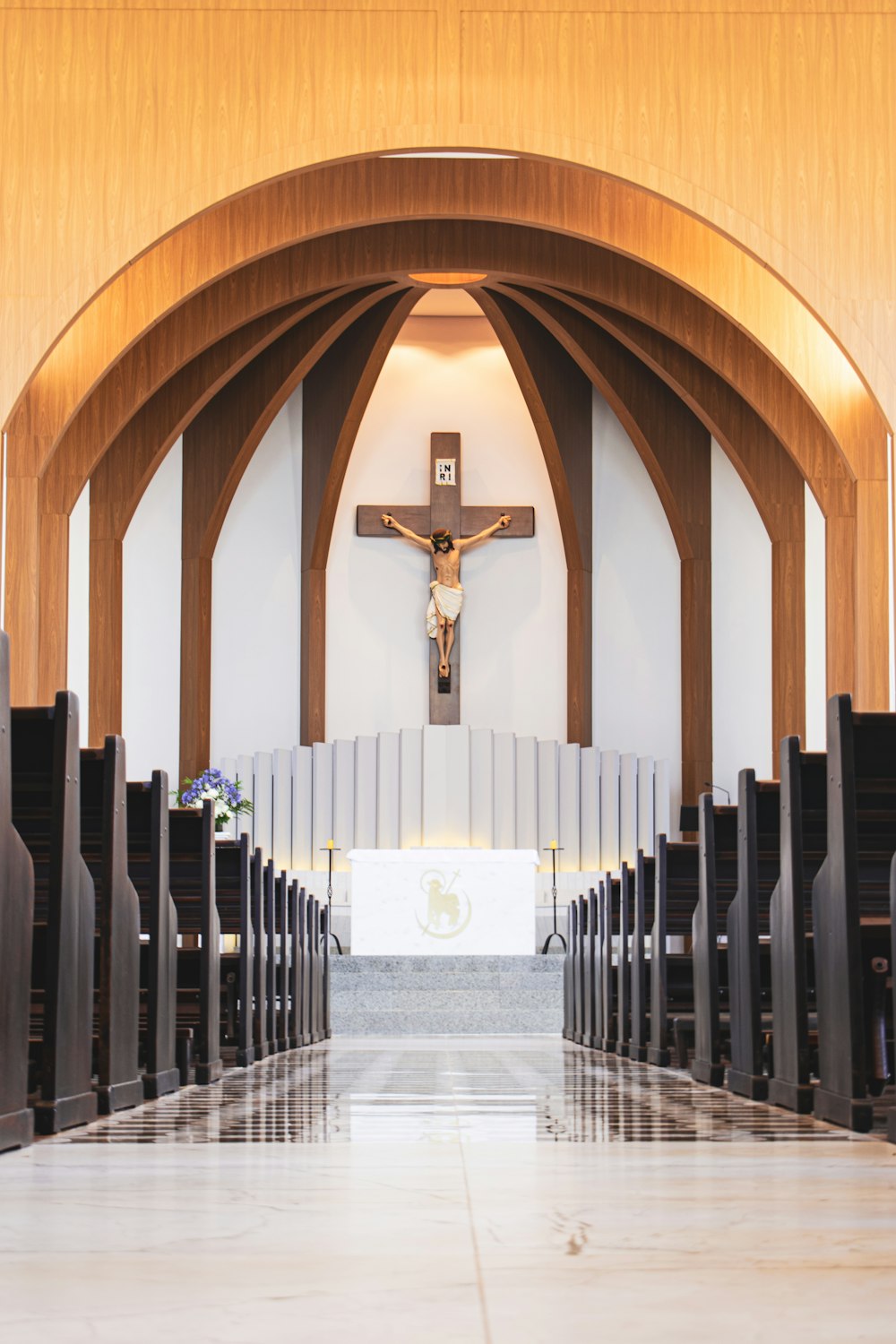 crucifix statue on wall