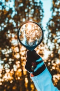 person holding black magnifying glass